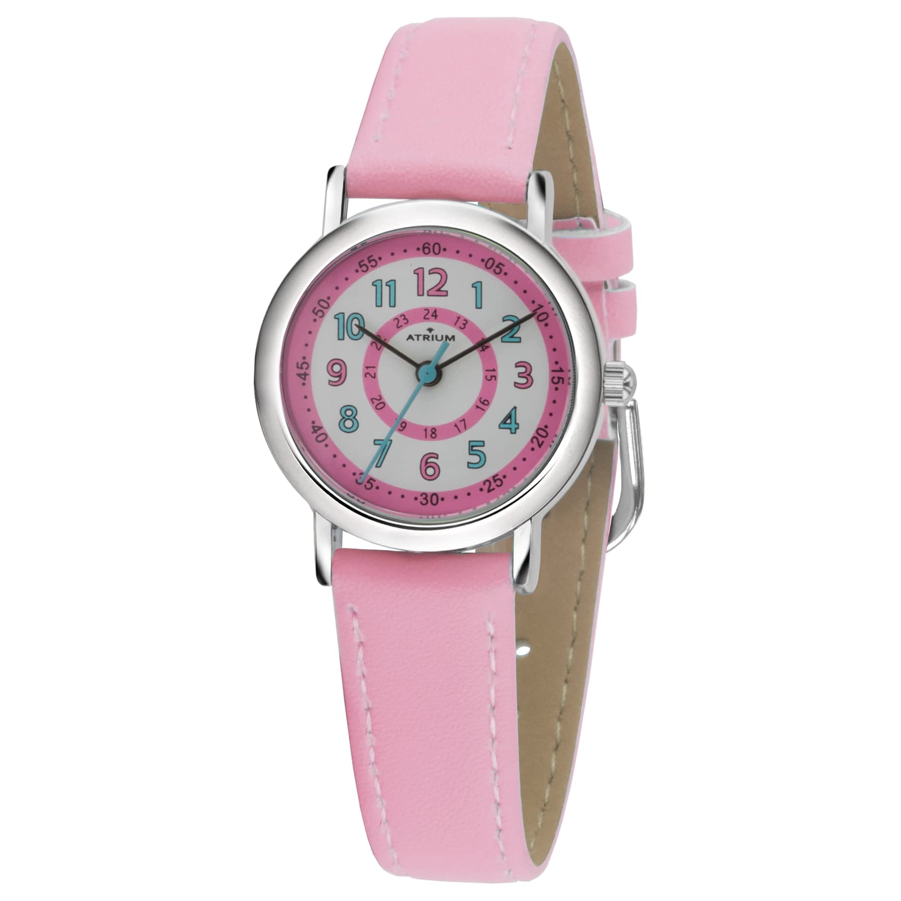 Atrium A31-104 Children's Watch Girls Analogue Quartz 5 Bar Metal Imitation Leather, pink, 28 mm Gehäusedurchmesser, Strap.