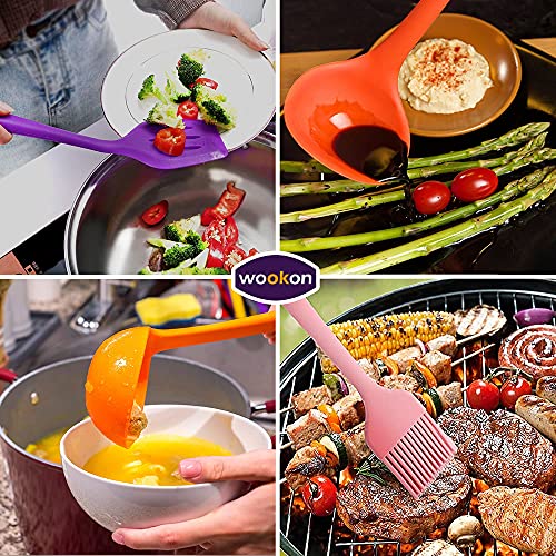 Silicone Cooking Utensils Set Heat Resistant With Stainless Steel Core