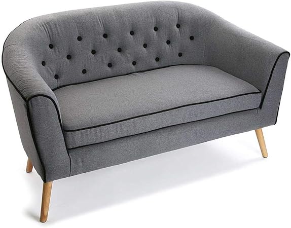 Pegane Canapé 3 Places En Tissu Gris Et Noir L 138 X L 73