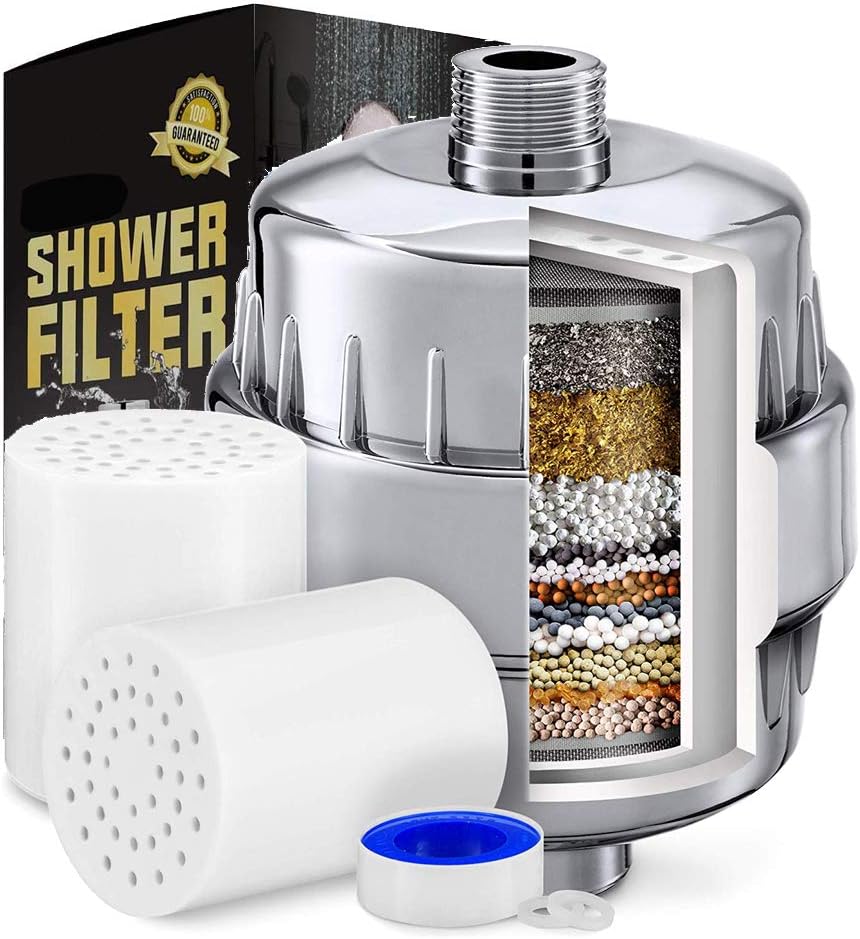 17 Stage Shower Filter Hard Water Softener – High Output Universal Replacement Cartridges with Vitamin C Shower Filter - Removes Chlorine Fluoride Heavy Metals and Other Sediments (17stage) - - 