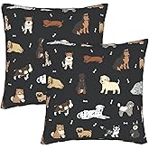 Perinsto Puppy Dogs Cute Animals Throw Pillow Covers Set of 2 Cartoon Pets Decorative Pillowcases Soft Cushion Covers for Sofa Couch Bed Home Decor, 18"X18"