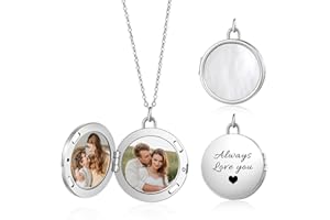 Custom Photo Locket Necklace: Personalized Double-sided Photo Locket Necklace with Text for Women Mother Wife Couple - Gift f