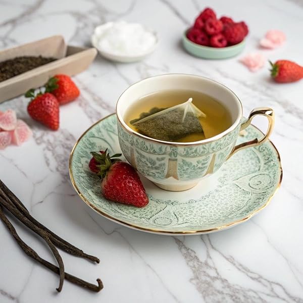 TAYLORS OF HARROGATE STRAWBERRY & VANILLA, GREEN TEA, INDIVIDUALLY WRAPPED BAGS, 20 COUNT (PACK OF 1), SMOOTH, JUICY AND SWEET, CAFFEINATED, ENJOY HOT OR ICED, 20 TEABAGS