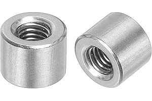 uxcell 10Pcs M5 Round Connector Nuts, 304 Stainless Steel Coupling Nut 8mm/0.31" Length Sleeve Rod Bar Stud Nut for Bracket, 