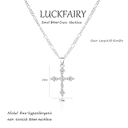 Silver Cross Necklaces for Women, Dainty Charm