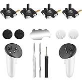 Joystick Replacement Kit for Meta Quest 3 Controller w/Thumbgrip Caps | Repair kit for Meta Quest 3 controllers comes with 4 joysticks, T5 screwdriver, tweezer, pry tool and 4 black thumbgrip caps