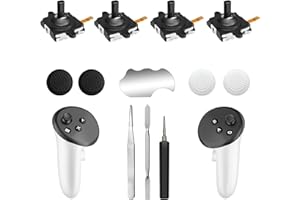 OLCLSS Joystick Replacement Kit for Oculus Quest 3 Controller/ Meta Quest 3 Controller(13 in one), Meta Quest 3 Controller Accessories, Include 4 Joysticks, T5 Screwdriver, Tweezer, Pry Tool, 4 Thumbgrip Cap (Black-13-in-1)
