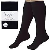 CRS Cross Figure Skating Socks. 2 Pair of Knee High Tights for Ice Skates and Dance. Footed Skate Socks available Fun Colors.