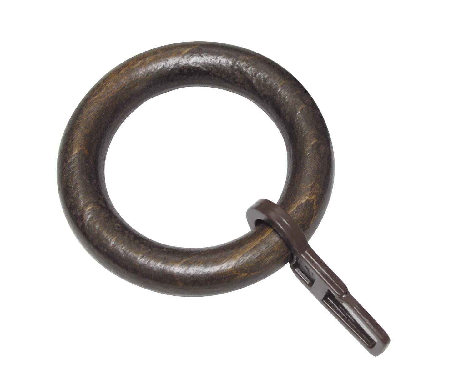 Gardinia Curtain Rings For Curtain Rods With Ø 28 mm, Includes Pencil Pleat Hooks, 10 Pack, Width 9 mm, Lugano Set, Wooden (Beech), Colour: Colonial, 5627