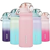 BJPKPK Water Bottle with Straw 18oz Insulated Water Bottles Reusable Stainless Steel Metal Thermal Flask with Leak Proof Lockable Lid and Carry Handle,Light Pink