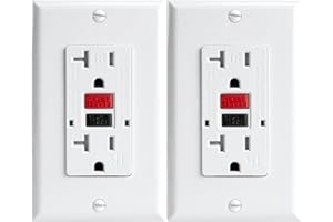 OMEENET 20 Amp GFCI Outlet, Tamper Resistant, Self Test GFI Receptacle with 2 LED Indicator, 20Amp Ground Fault Circuit Interrupter Outlet for Kitchen, Bathroom,Indoor Use, UL Listed(2 Pack)