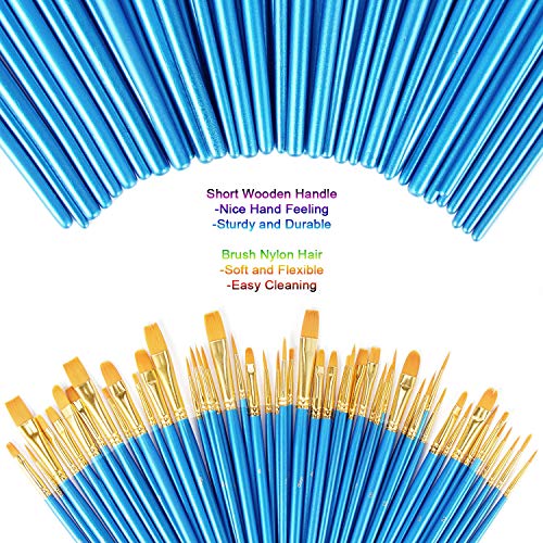 Paint Brushes, (5 Packs / 50pcs) Acrylic Paint Brush Set, Nylon Hair Brushes for Watercolor/Oil / Face/Crafts / Rock/Acrylic, Painting Artist Professional Kits - Thumbnail 5