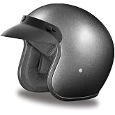 Daytona Helmets Retro 3/4 Open Face Motorcycle Helmet - Vintage Style, DOT Approved Helmet for Men &amp; Women, Lightweight, Adjustable Fit, Removable Visor - Bike, Moped, Chopper, Scooter Helmet