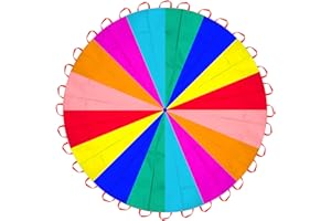 AMYESE 23ft Rainbow Parachute for Outdoor Party Games, Children Play Parachute Group Cooperative Team Game Building Toys, Fam