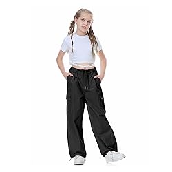 Rolanko Parachute Pants for Girls Baggy Y2K Cargo