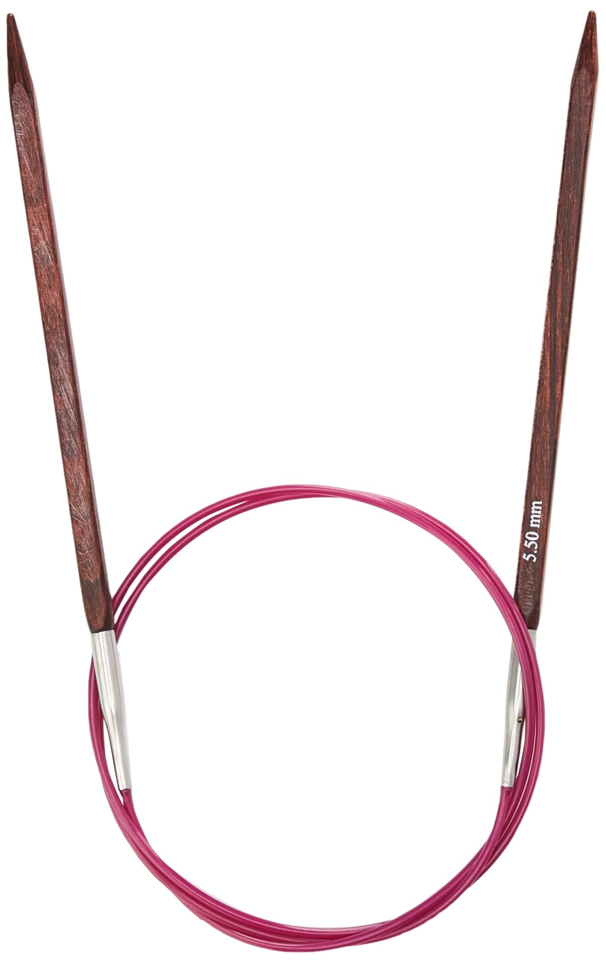 KnitPro 80 cm x 5.5 mm Cubics Fixed Circular Needles, Rosewood, brown