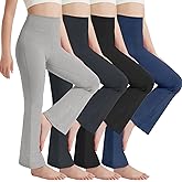 EXARUS 4 Pack Girls Leggings Teen Yoga Pants Crossover V Waist Ankle/Full Length High Waisted for Sports Tween Casual