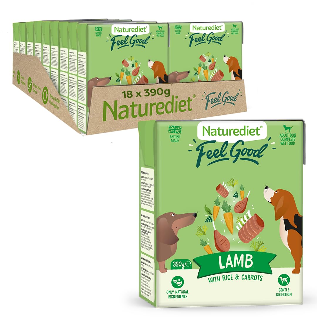 Naturediet - Feel Good Wet Dog Food, Natural and Nutritionally Balanced, Lamb, 390g (Pack of 18)