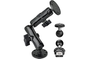 VAUBORTTI 1" Ball Mount for Garmin Striker 4,Aluminum Extension Arm with AMPS Round Plate – Fish Finder, ELD Mount – Compatible with RAM B Size Kit – T-Bolt Track System