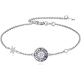 VIJASHOP Compass Bracelet Sterling Silver Rudder Compass Bracelet Graduation Friendship Talisman Travel Bracelet Inspirational Graduation Jewelry for Women Daughter