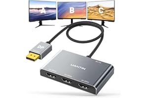 UANTIN DisplayPort to HDMI Splitter for 3 Monitors Extended Display Adapter 4K@60Hz 1 DP in 3 HDMI Out MST Hub for Multiple Monitor Display Port Compatible with NVIDIA/AMD Graphic Card