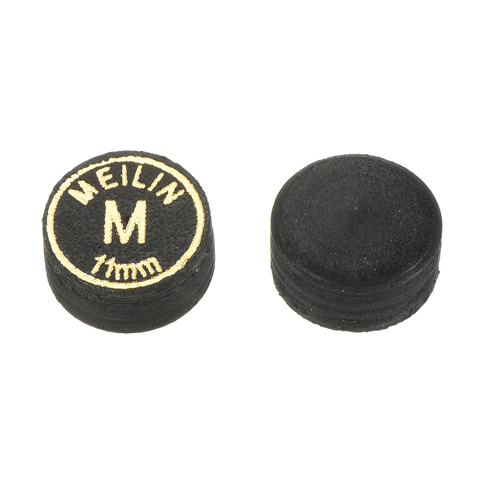 M METERXITY 2 Pack Pool Cue Tips - Laminated Billiard Cue Tips, Medium Multiple Layer Faux Leather, Apply to Pool Cues/Snooker (11mm Dia, Black) — image 1