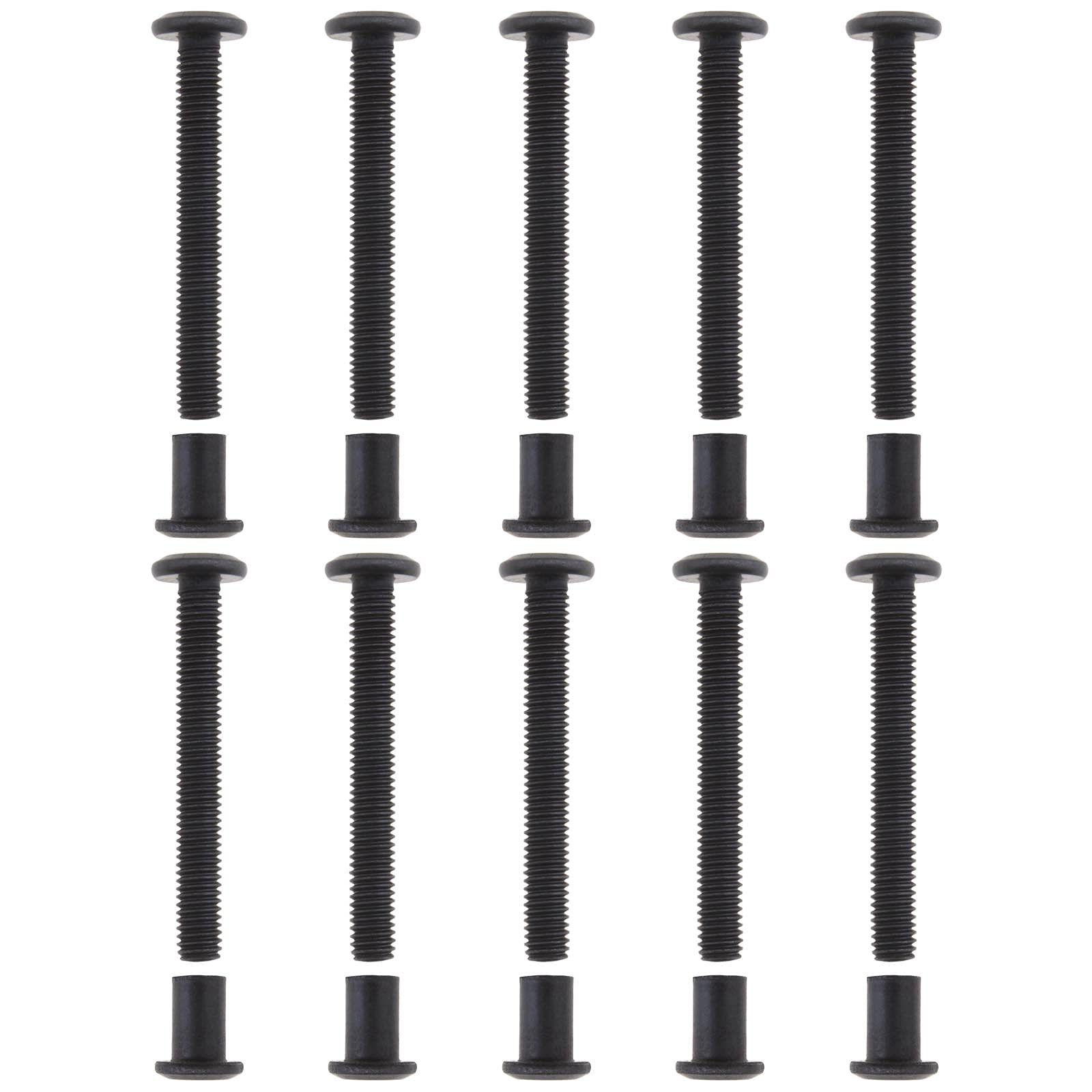 eMagTech 10pcs M6x50mm Flat Head Binding Bolt Screw Post Carbon Steel Hex Socket Cap Fit for 8mm Hole for Belt Buckle Leather Furniture Black