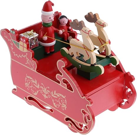 Amazon Co Jp Monkeyjackクリスマスソリ音楽ボックスサンタクローストナカイmusical Toy Xmas Clockwork Ornaments装飾レッド ホーム キッチン