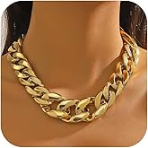 Long tiantian Chunky Gold Necklace Stack Chain Necklaces for Women Statement Layered Paperclip Choker Necklaces Statement Necklace for 80s 90s & Night Out Outfits Paperclip Style Fashion Jewelry