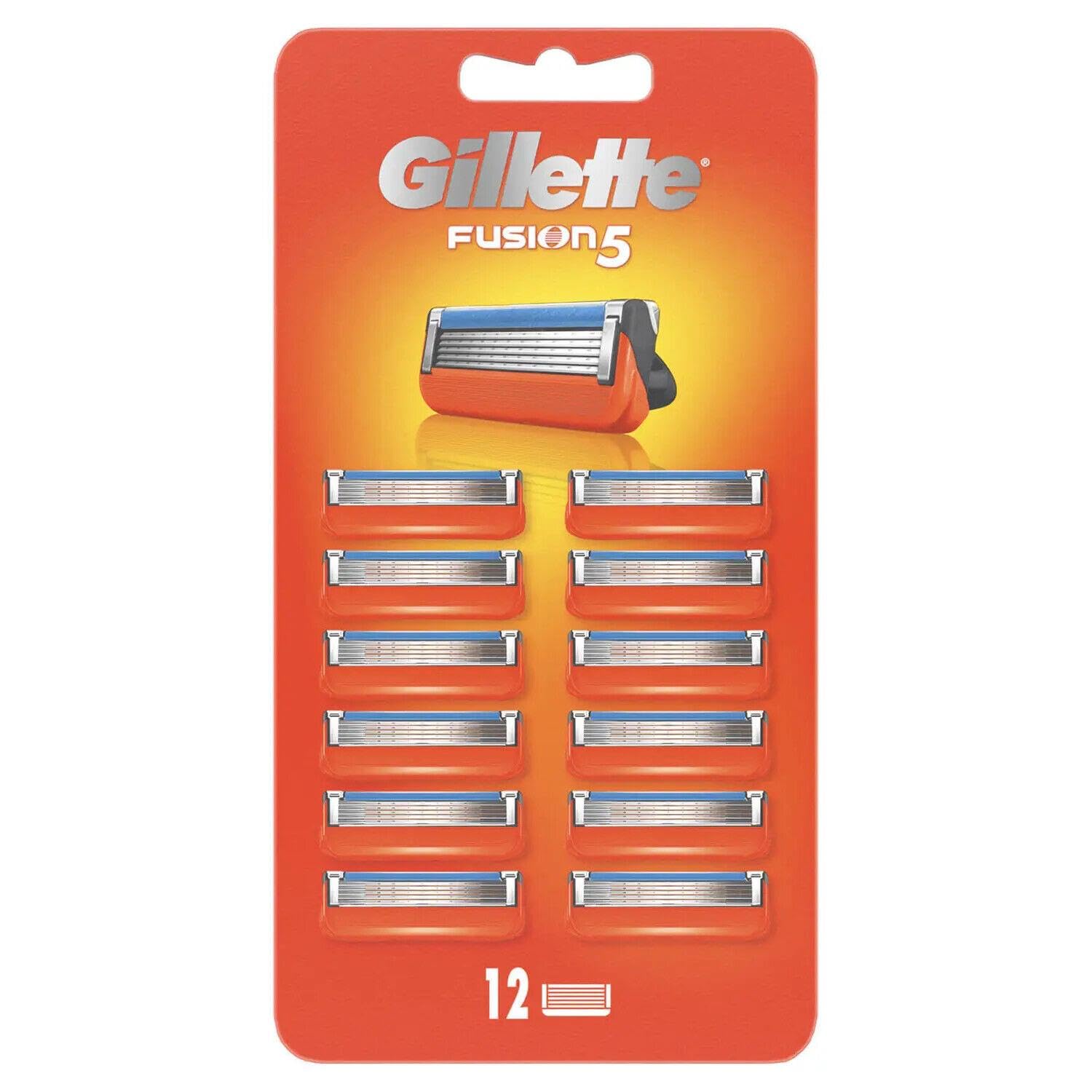Gillette Fusion5 Razor Blades Men, Pack of 12 Razor Blade Refills with Precision Trimmer, 5 Anti-Friction Blades, Suitable for Mailbox
