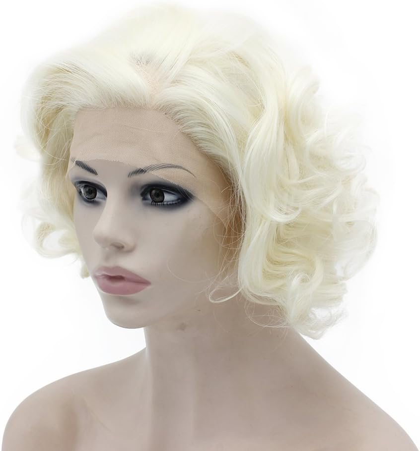 Short Curly Half Hand Tied Lace Front light blonde Stylish Wig - Image 4