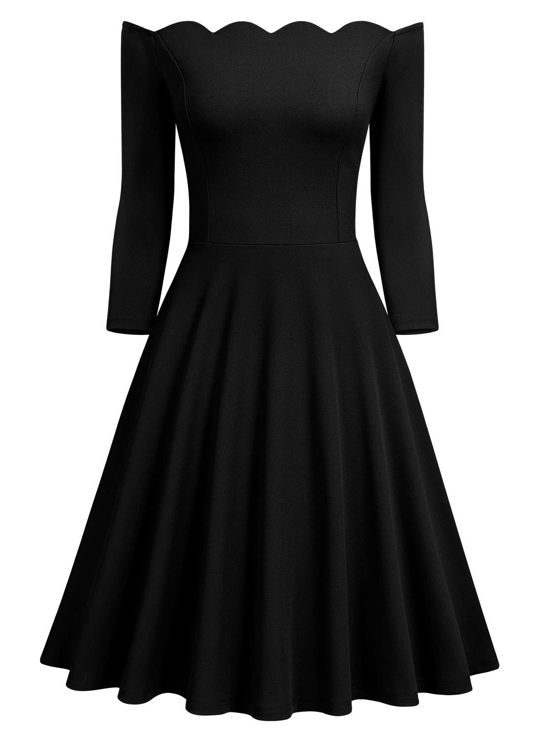 MISSMAY Women's Vintage Cocktail Party Half Sleeve Boat Neck Swing Dress
