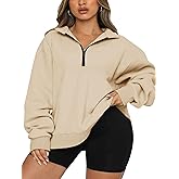 Chulianyouhuo Womens Plus Size Half Zip Pullover Long Sleeve Oversized Sweatshirt Drop Shoulder Hoodie Teen Girls Y2K Clothes