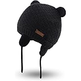 Bamery Baby Crochet Hat Infant Cute Bear Ear Beanie Toddler Boys Girls Earflap Hats for Fall Winter Warm Cap
