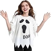 Muswarm Halloween Costume for Women, Ghost Skeleton Spider Web Poncho for Adult, Party Cosplay Cloak Cape