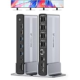 TobenONE DisplayLink Docking Station 4 Monitor 20-in-1 Quad 4K@60Hz Display | 4HDMI+4DP, 150W Power Supply, Thunderbolt 5/4/3 &amp; USB-C Compatible, Windows, Chrome, MacBook, 6 USB, Ethernet, SD/Micro SD