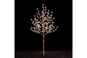 Tybeeu 4ft Lighted Cherry Blossom Tree with 144 Warm White LED Lights for Holiday Decor - Dimmable, UL Certified, Waterproof - Ideal for Indoor and Outdoor Decoration