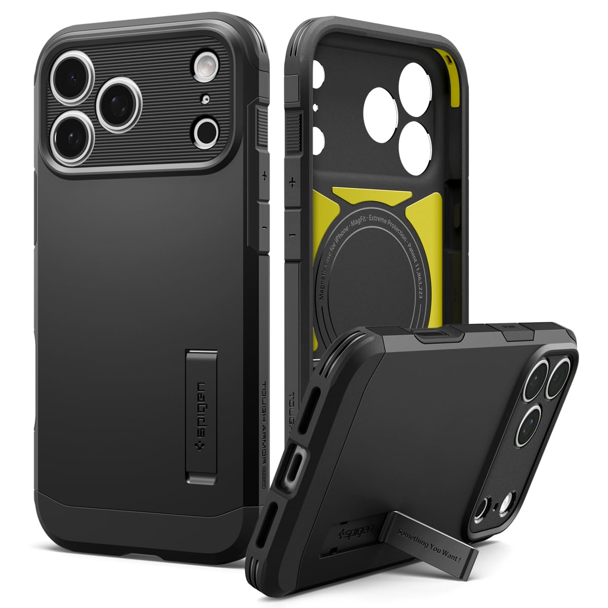 Funda Spigen para iPhone 17 Pro, Tough Armor T MagFit [Botón de control de cámara] [Compatible con Magsafe] - Negro