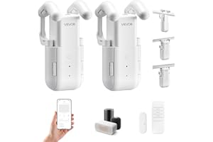 VEVOR Automatic Curtain Opener, 2 Pack, APP and Remote Control, Hub Included, Electric Smart Curtain Opener Compatible with Alexa and Google Home, Timed Opening and Closing, for Roman Rods, U/I Rails