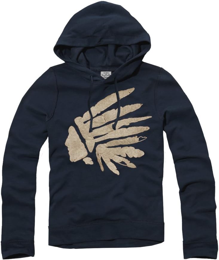 CALI HOLI Mens Muscle Fit Applique Long-Sleeve Hoodie Henley Navy