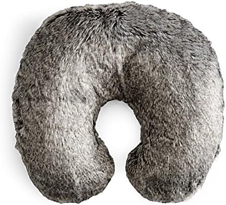 Hudson Park Collection Faux Fur Travel Neckroll Pillow Grey