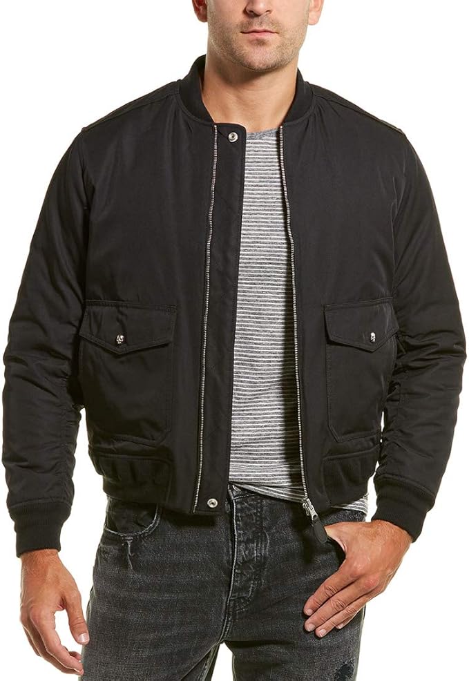 The Kooples Men's Reversible Bomber Jacket Black Outerwear at Amazon