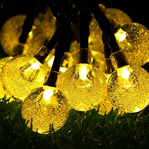 image for Mrupoo Christmas Solar Globe String Lights 30 LED 21ft 8 Modes Crystal