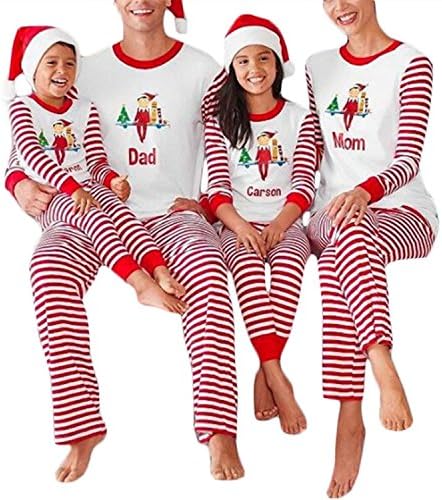 Christmas Stripes Family Matching Pajamas Carson Mon Dad Pjs Sets XMAS Sleepwear (Large, Dad)