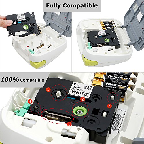 TZe221 P-Touch Brother Standard Laminated Label Tapes TZe-221 TZ-221 TZ221, Compatible for Brother P Touch PT-D210 PTH110 PTD600 PTD400AD PT-D210, Black on White, 3/8 Inches x 26.2ft(9mm x 8m), 3-Pack