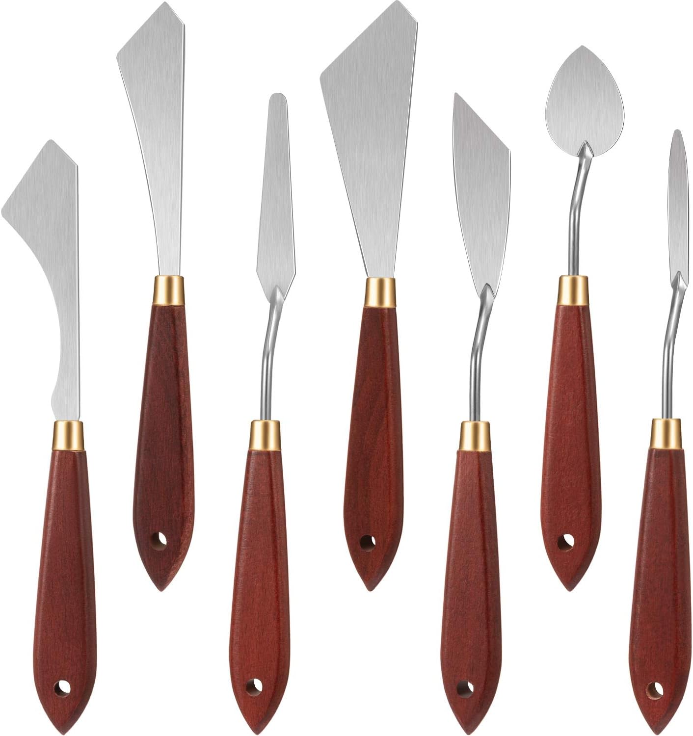 7 Pieces Painting Knife Set Painting Mixing Scraper Stainless Steel Spatula Palette Knife for Oil Painting Supplies