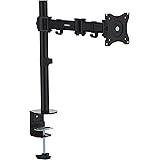 VonHaus Single Arm LCD LED Monitor Desk Mount Bracket for 13"-27" Screens with 45&deg; Tilt, 360&deg; Rotation & 180&deg; Pull Out Swivel Arm - Max VESA 100x100