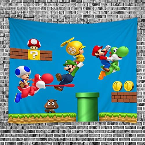 BCNEW Super Mario Tapestry Wall Hanging - Polyester Fabric Wall Decor for Bedroom (GT31W, 60" x 51")