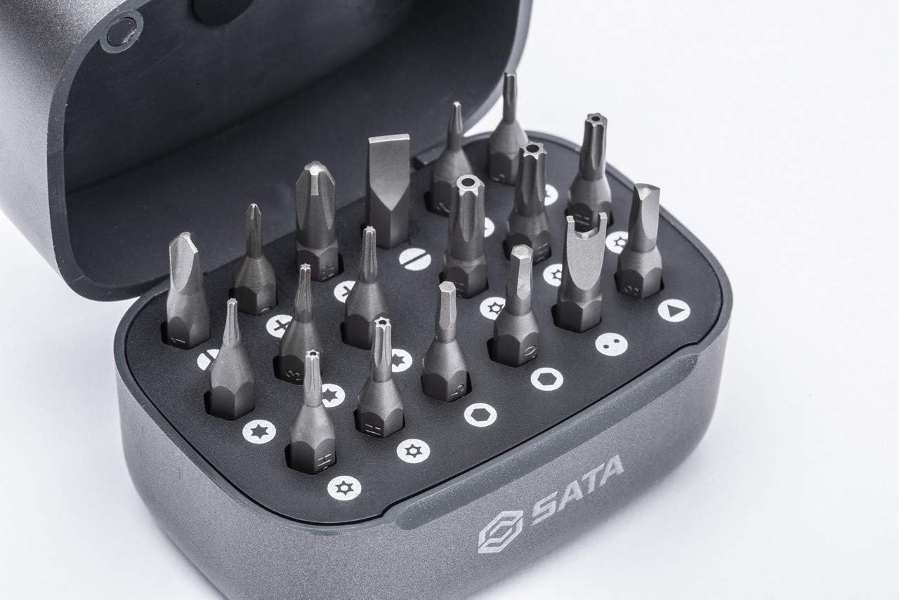 SATA Multifunctional Precision Screwdriver Set with Micro Pen-Style Screwdriver Handle and Case for Storage, Impact Rated, 25-Piece - ST05108-03 - - 