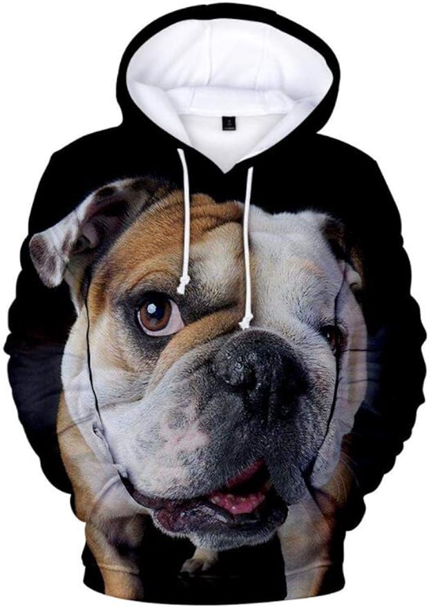 Hoodies Men's Pet Bulldog Personality Three Dimensional Animal Digital